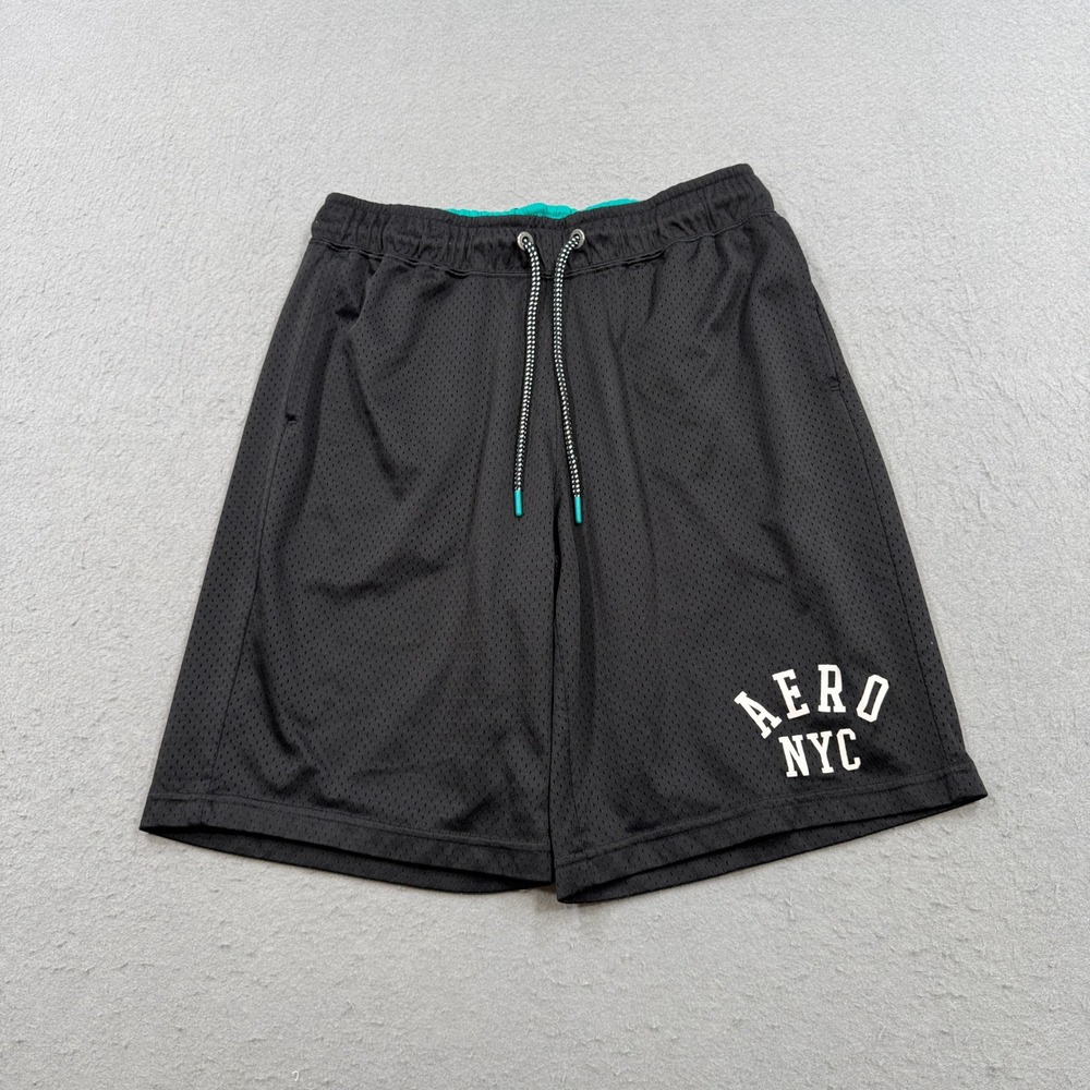 Aeropostale Shorts Men's Medium Black Mesh Lined Basketball Running Training Gym